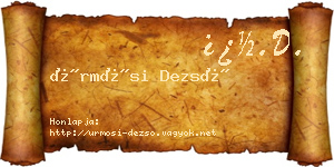 Ürmösi Dezső névjegykártya